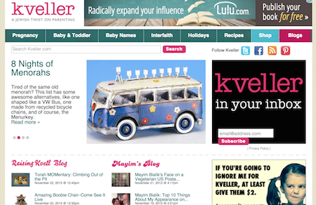 Screenshot of the old Kveller.com site
